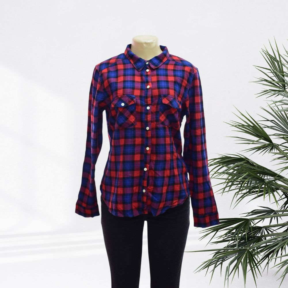 G-A Checkered Denim Blouse Mix - LADIES