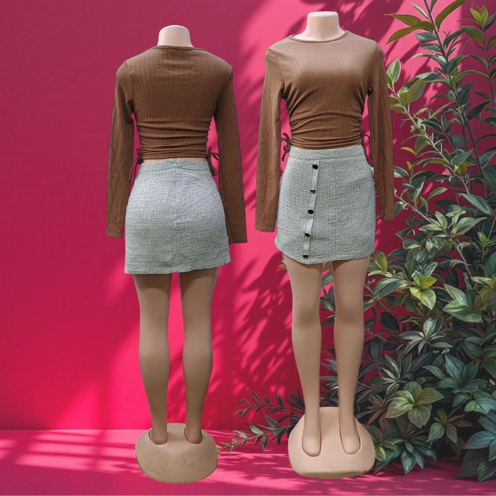 CRM Ladies Tweed Skirt (Mix Tweed, Wool Mini Skirt)