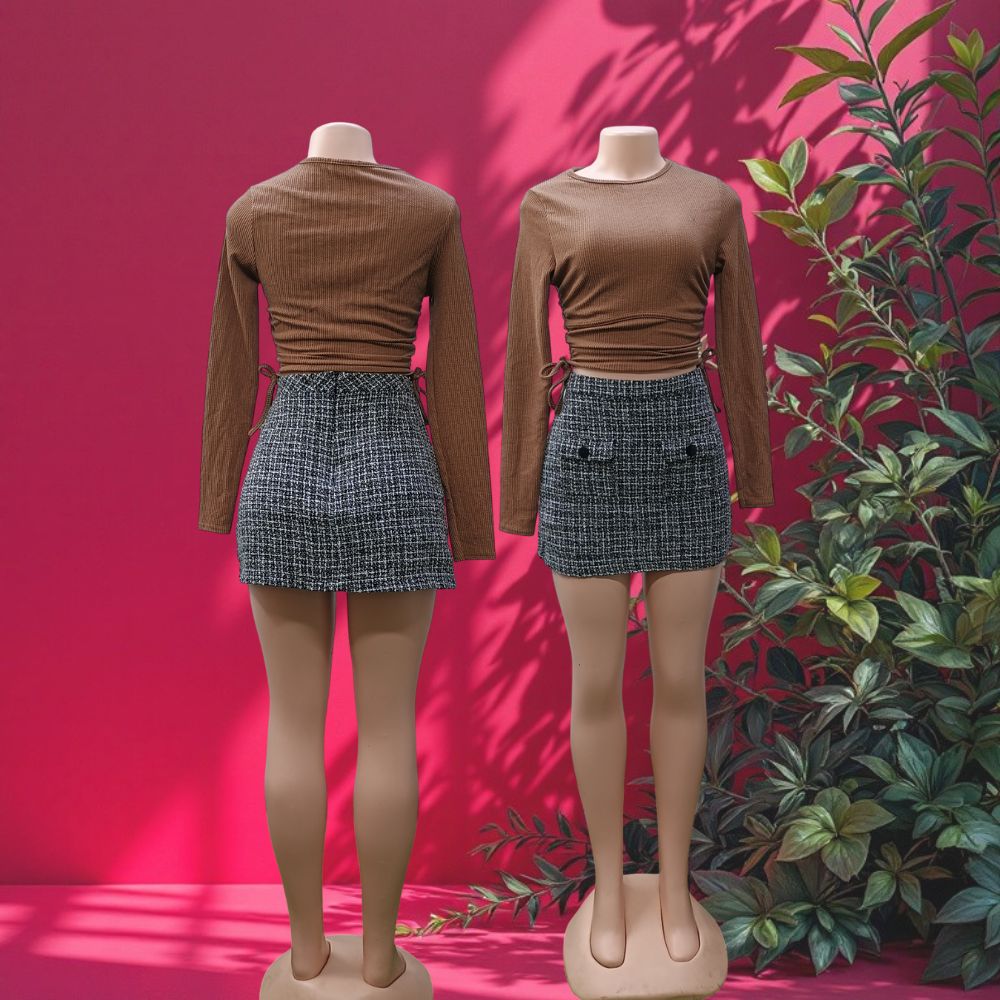 CRM Ladies Tweed Skirt (Mix Tweed, Wool Mini Skirt)