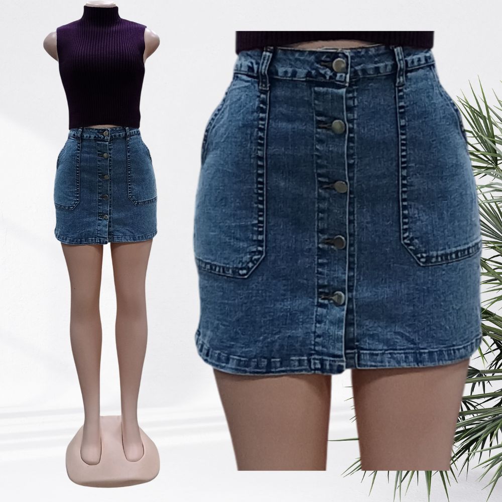 STP  G-A Mini Skirt Summer (Cotton, Denim Mix) - LADIES