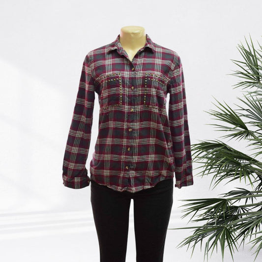 G-A Checkered Denim Blouse Mix - LADIES