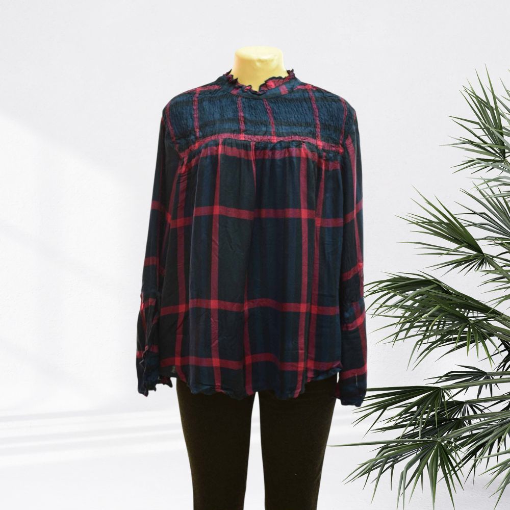 G-A Checkered Denim Blouse Mix - LADIES