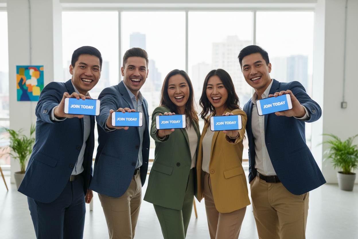 mix nationality with filipinos phone screen showing "JOIN today"