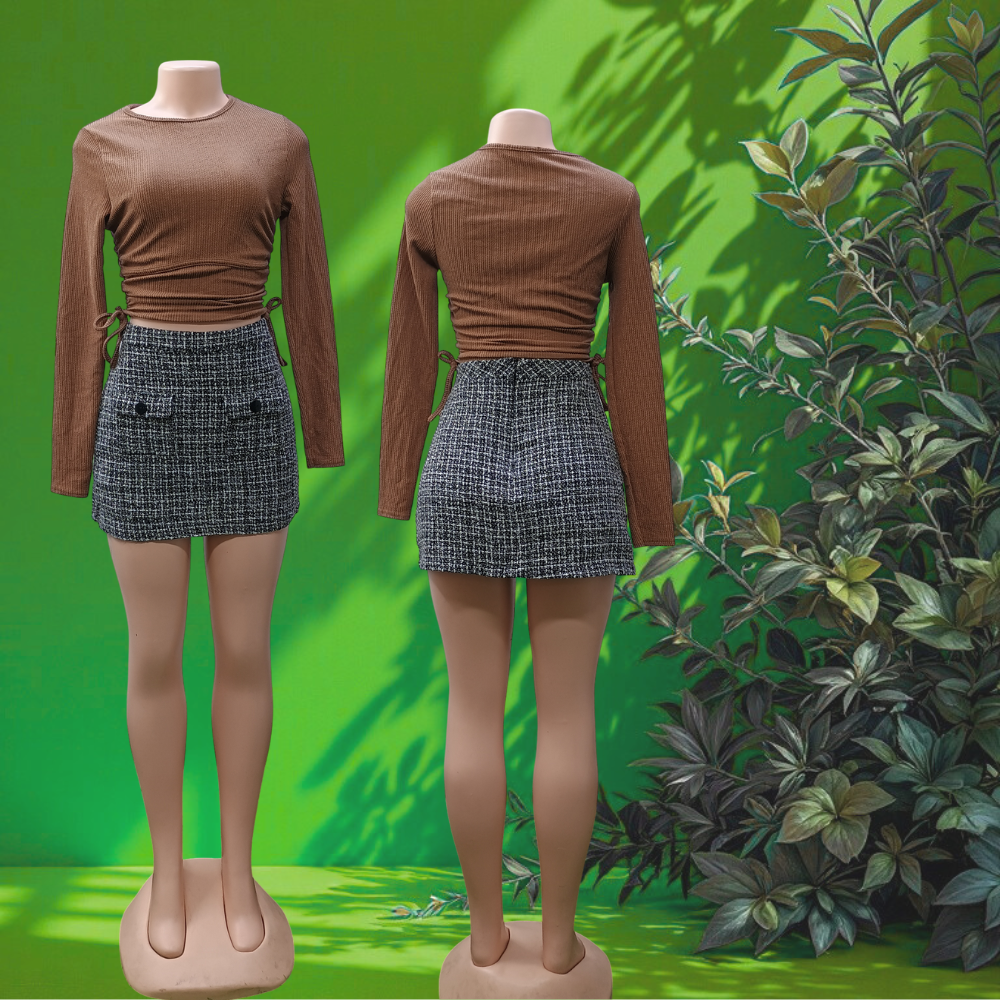 Supercreme Ladies Tweed Skirt (Mix Tweed, Wool Mini Skirt) 130pcs FSF